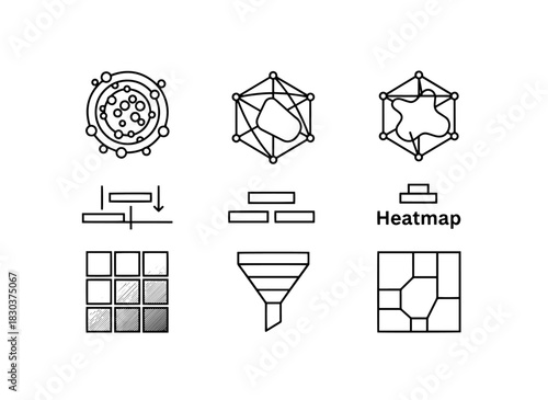 Bubble Chart Radar Chart Waterfall Chart Funnel Chart Heatmap Tree Map Data Visualization Icons