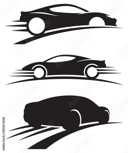 Sports Car Silhouette Vector Set for Logo and Branding.