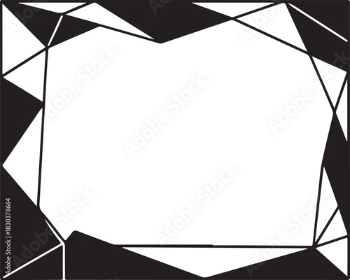Sharp edged abstract geometric frame in black and white