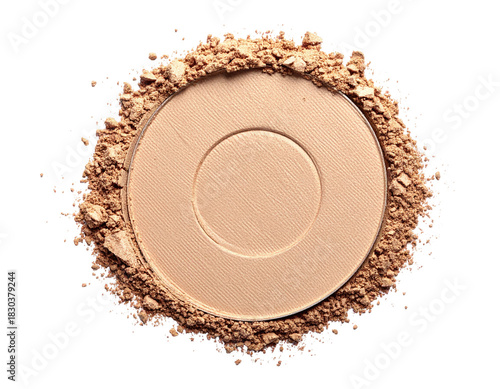 Compact powder circle & surrounding dust, tan