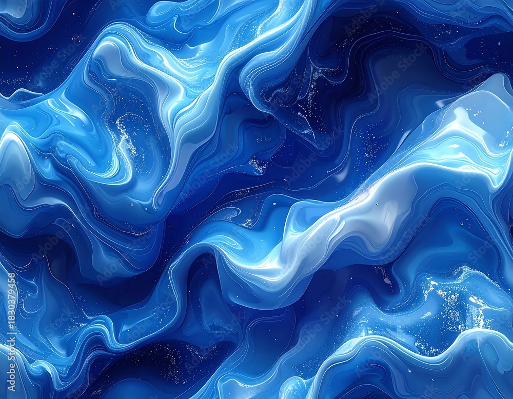 Obraz premium Abstract blue and white swirling liquid shapes, textured surface