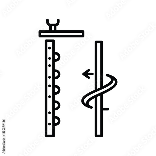 Outline Icon of a Medieval Flail Weapon with Spiked Ball and Chain