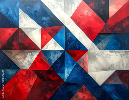 Wallpaper Mural Abstract geometric artwork featuring triangles in patriotic hues Torontodigital.ca