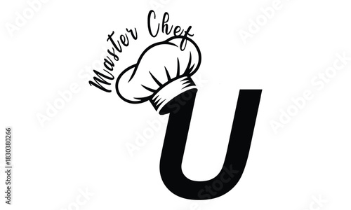 chef logo with a combination of letter u and chef hat for any business especially for restaurant, cafe, catering, etc.
