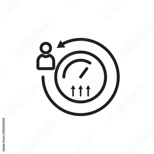 Lean management icon symbolizing continuous improvement, waste elimination, and value stream optimization, representing business efficiency, process streamlining, performance and operation monitoring.