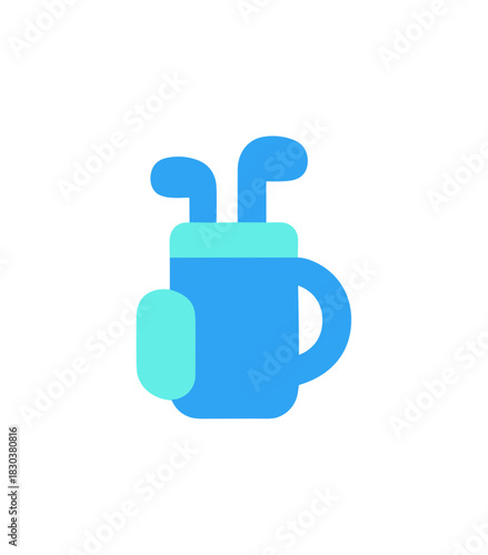 blue golf bag with clubs icon clip art preview