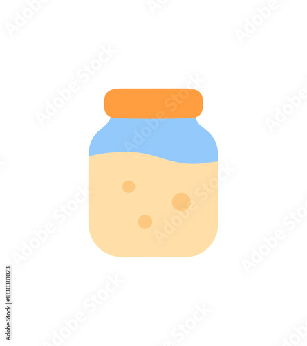 Flat Design Food Jar with Contents and Lid Illustration Icon