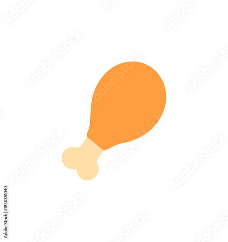 Simple Flat Design Fried Chicken Leg Piece Poultry Food Illustration
