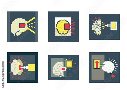 Abstract Brain Computer Interface and Neurological Technology Concepts Collage