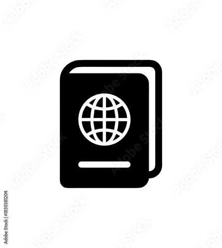 Simple Black and White Passport World Travel Document Icon