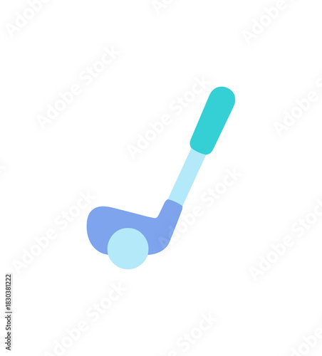 Simple Flat Style Golf Club and Ball Sport Game Icon Illustration