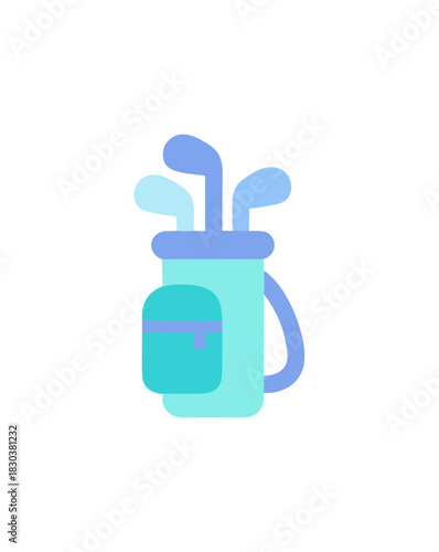 Minimalist Flat Style Golf Bag Filled with Golf Clubs Icon Illustration