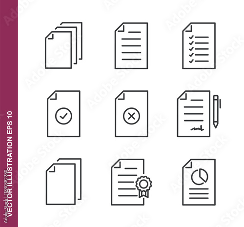 Document line icons- Mini collection and editable stroke series icon
