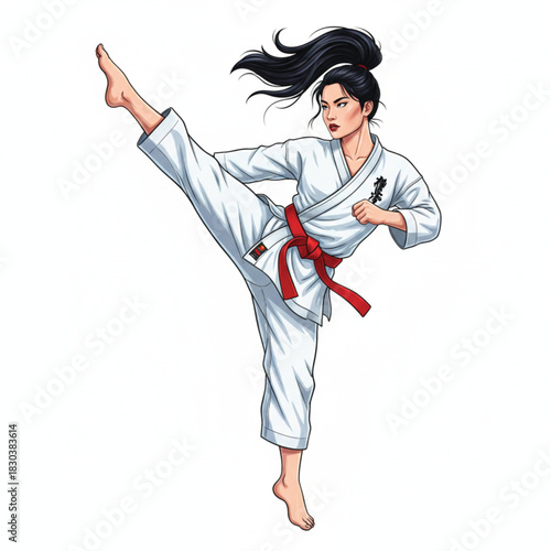 karate girl in white kimono