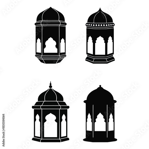 Ramadan Lantern Silhouettes Fanoos Vector Set