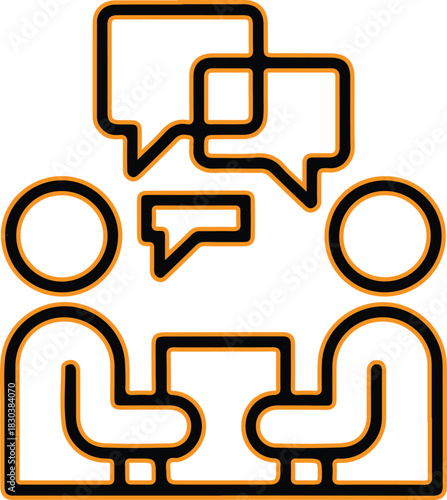 Two people talking with speech bubbles above heads