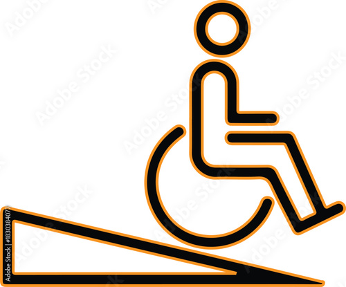 Accessible entrance with wheelchair ramp and person icon