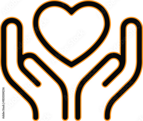 Hands holding a heart symbol for love and care