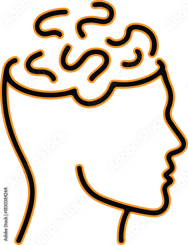 Outline of a human head with a stylized brain inside