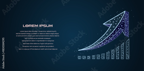 The polygonal arrow pointing upwards represents growth and success in business.