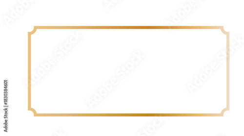 Rectangle vintage gold frame on transparent background for web presentation, double line horizontal border in oriental style for work project, Gold Picture Frame in Narrow png. vector illustration 