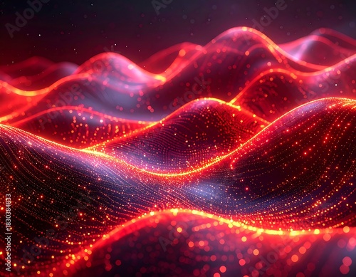 Wallpaper Mural Abstract, glowing, wavy lines form a vibrant, textured surface Torontodigital.ca