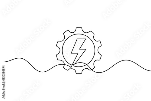 Settings icon outline in continuous one line minimalist drawing isolate vector icon
