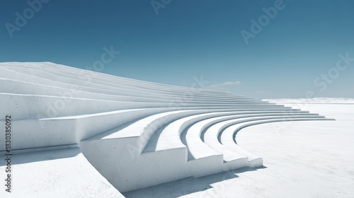 White Amphitheater Structure In Empty Outdoor Space