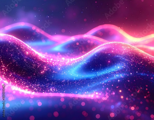 Wallpaper Mural Abstract, glowing, wavy lines with bokeh effect in vibrant colors Torontodigital.ca