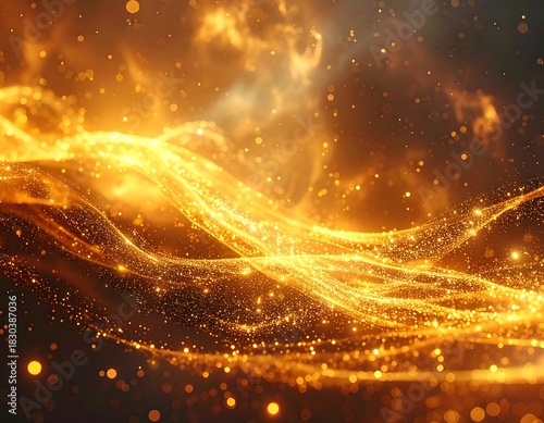 Wallpaper Mural Abstract golden glowing energy flow against a dark background Torontodigital.ca