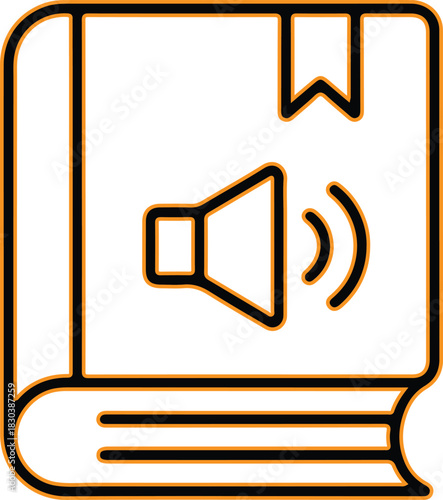 Audiobook icon representing sound and reading a book