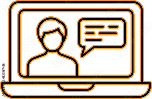 Online communication and learning with a person on a laptop screen