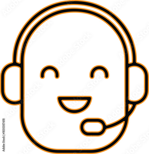 Smiling happy face with headset for customer service