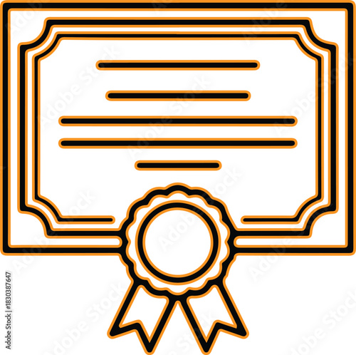 Simple line art certificate with ribbon and seal