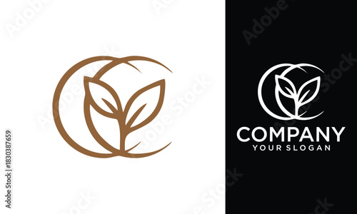 Letter C Leaf Green Nature Natural Plant Leaves Foliage Greenery Vector Logo Design Illustration