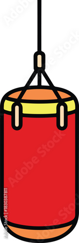 Punching bag vector illustration for boxing training and fitness workout equipment.