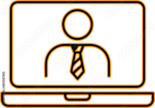 Businessperson on laptop screen with tie icon