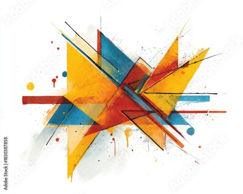 Abstract Geometric Composition With Bold Colors