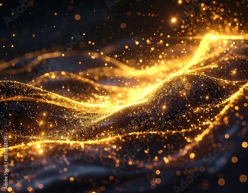 Wallpaper Mural Abstract golden wave with bokeh, particles, and soft focus Torontodigital.ca