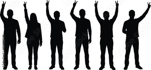 Business professionals silhouettes in corporate attire, standing and walking poses, teamwork and communication concept, office staff illustration, workplace diversity vector design
