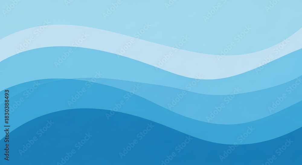 Fototapeta premium Blue abstract waves on a light blue background.