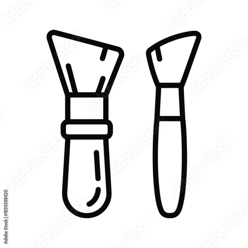 Makeup applicator brushes outline icons set for cosmetic beauty, application, and design