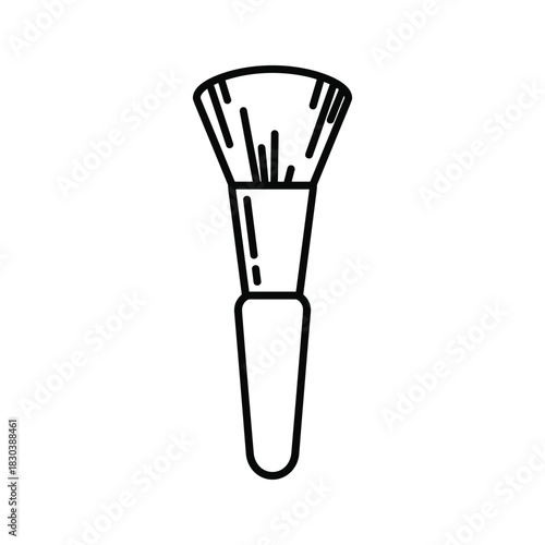 Outline drawing of a makeup powder brush or blush applicator for beauty and cosmetics