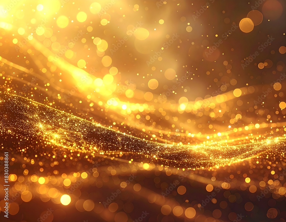 custom made wallpaper toronto digitalAbstract, golden waves of light with sparkling bokeh effects