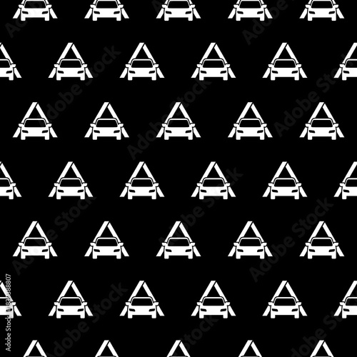 Garage car seamless pattern isolated on black background