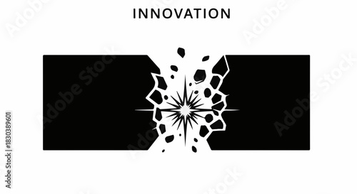 Explosion of light and fragments symbolizing breakthrough innovation and creative ideas