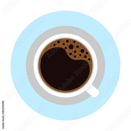 Coffee white mug from above flat illustration