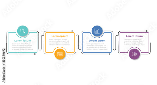 Vector Infographic label design template with icons and 4 options or steps. Can be used for process diagram, presentations, workflow layout, banner, flow chart, info graph.