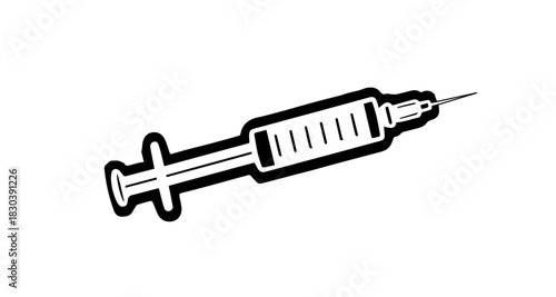 syringe icon black outline on a white background,