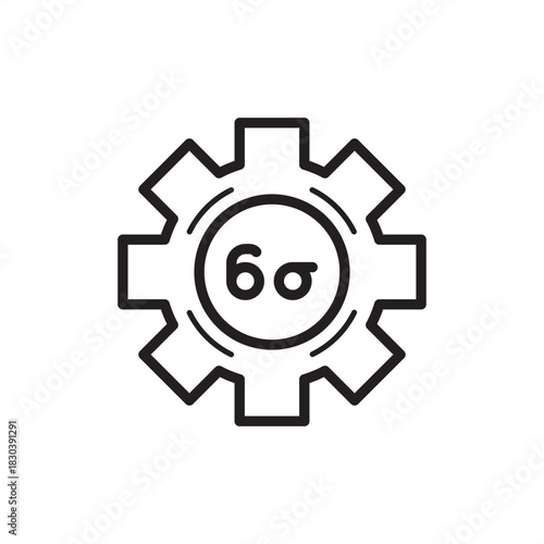 Six Sigma icon symbolizing quality improvement, defect elimination, and process variation reduction, representing data-driven management, operational excellence, and methodical efficiency.